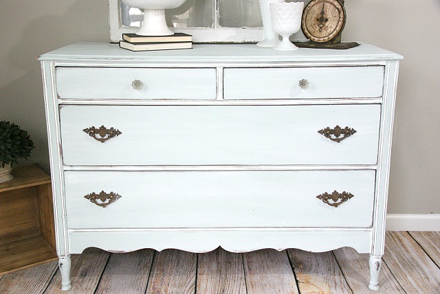 White Chalky Paint Dresser Makeover  Distressed dresser, Furniture  makeover, Distressed furniture