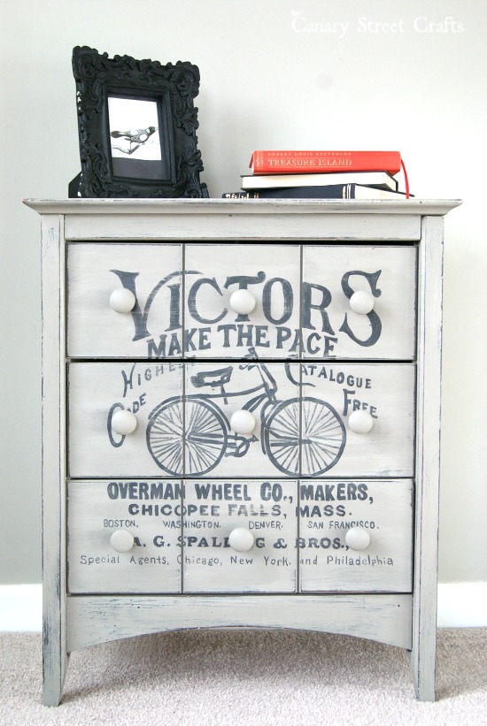 Vintage Bicycle Ad Table painted with Annie Sloan chalk paint http://canarystreetcrafts.com/